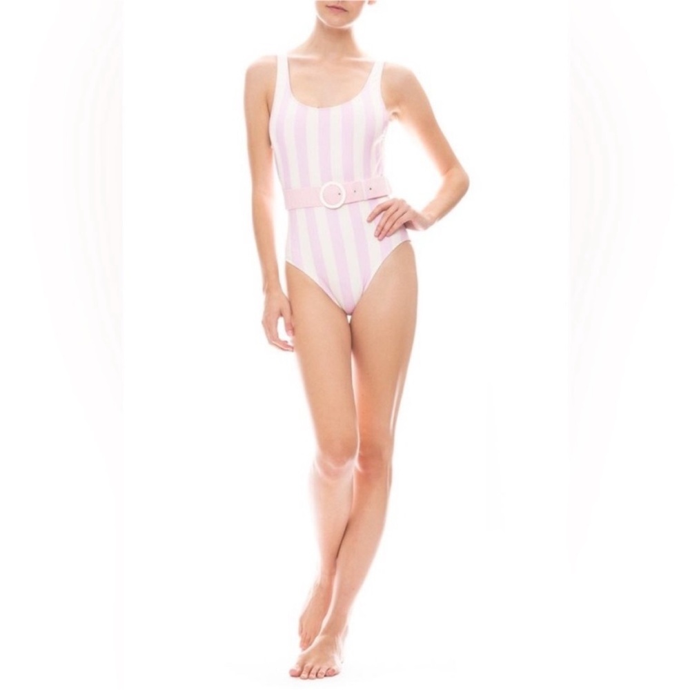 The Anne-Marie Belted - Baby Pink & White Stripe